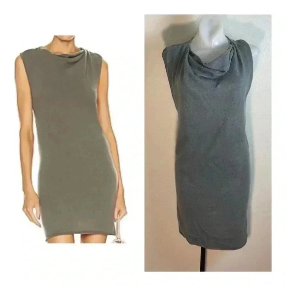 RtA Leana Sweater Dress Womens M Cashmere Olive Sleeveless Cowl Neck $495 NEW - Picture 1 of 8